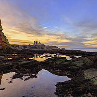 Buy canvas prints of Tantallon Castle Sunset from Seacliffe Beach by Miles Gray