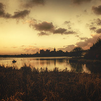 Buy canvas prints of Foggy Silhouette of Linlithgow Loch and Palace at  by Miles Gray