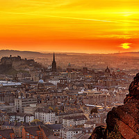 Buy canvas prints of Edinburgh Skyline at Sunset by Miles Gray