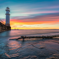 Buy canvas prints of Sunset over Newhaven Lighthouse by Miles Gray