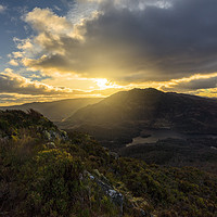 Buy canvas prints of Sunset from the summit of Ben A'an by Miles Gray