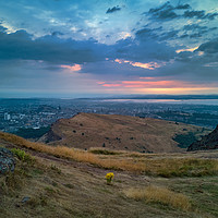 Buy canvas prints of The City of Edinburgh at Dusk from Arthur's Seat by Miles Gray
