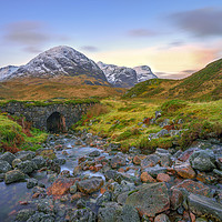 Buy canvas prints of Three Sisters of Glencoe at sunrise by Miles Gray