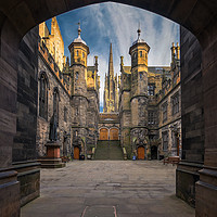 Buy canvas prints of The New College courtyard, Edinburgh by Miles Gray
