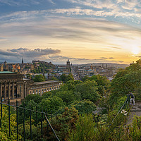 Buy canvas prints of Golden Hour over the Edinburgh Skyline by Miles Gray