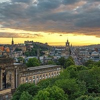Buy canvas prints of Edinburgh Skyline at Sunset (Portrait) by Miles Gray