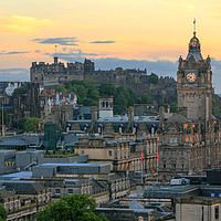 Buy canvas prints of Panoramic View of Edinburgh at Sunset by Miles Gray