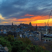 Buy canvas prints of Sunset over the City of Edinburgh by Miles Gray