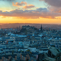 Buy canvas prints of Sunset over Edinburgh from the Crags by Miles Gray