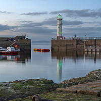 Buy canvas prints of Newhaven lighthouse at sunset by Miles Gray