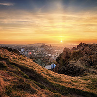 Buy canvas prints of Sunet over the City of Edinburgh by Miles Gray