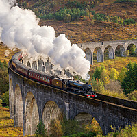 Buy canvas prints of The Jacobite crossing the Glenfinnan Viaduct by Miles Gray