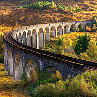 Buy canvas prints of Autumn light at the Glenfinnan Viaduct by Miles Gray