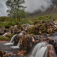Buy canvas prints of Waterfall in moody Glencoe by Miles Gray