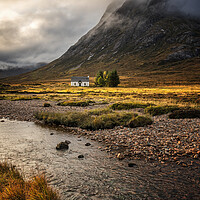 Buy canvas prints of Lagangarbh Hut at Sunrise, Buachaille Etive Mòr by Miles Gray