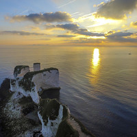 Buy canvas prints of  Old Harry Rocks Sunrise by Andrew McGivern