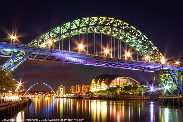 Tyne Bridge at Night Picture Board by Ray Pritchard