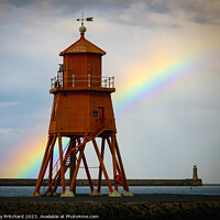 Buy canvas prints of Herd Lighthouse and the Rainbow by Ray Pritchard