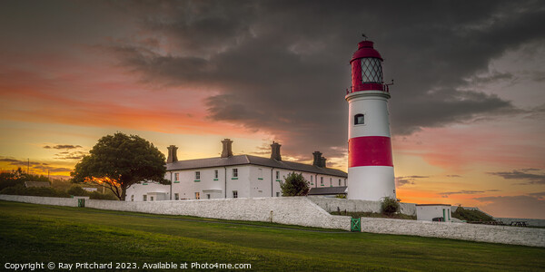 Sunset At Souter Lighthouse Print by Ray Pritchard