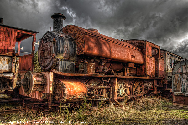 HDR Old Steam Train Picture Board by Ray Pritchard