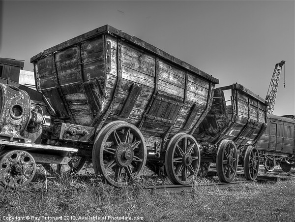 HDR Old Coal Carts Picture Board by Ray Pritchard