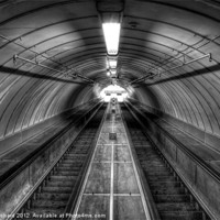 Buy canvas prints of Pedestrian Tunnel Escalators by Ray Pritchard