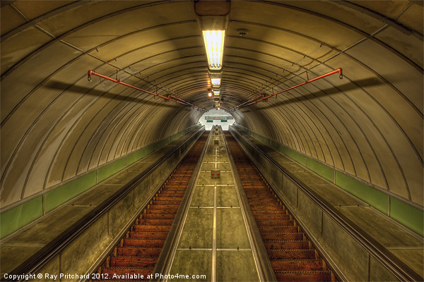 Pedestrian Tunnel Escalators Picture Board by Ray Pritchard