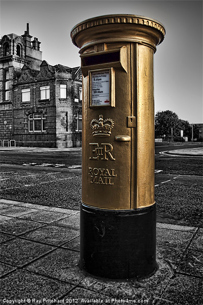 Golden Post Box Picture Board by Ray Pritchard