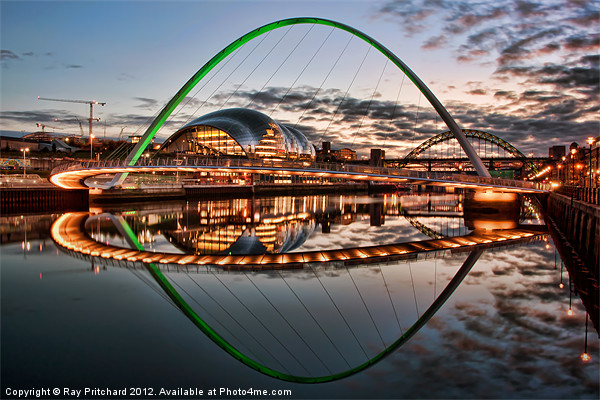 Green Millennium Bridge at Newcastle Picture Board by Ray Pritchard