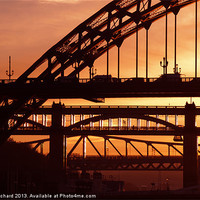 Buy canvas prints of Newcastle Bridges at Sunset by Ray Pritchard