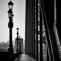 Buy canvas prints of Walk Over The Tyne B&W by Ray Pritchard