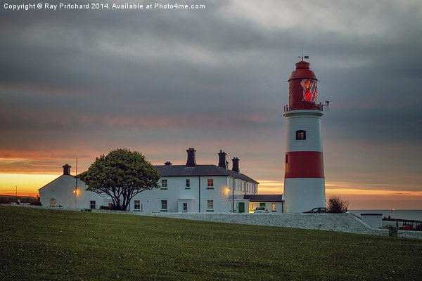 Souter Lighthouse Lit Up Picture Board by Ray Pritchard
