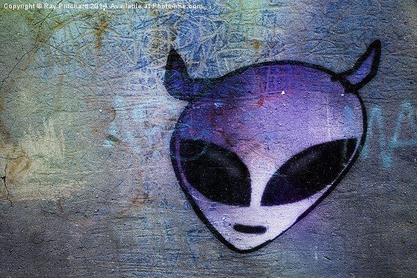 Alien Graffiti Purple Picture Board by Ray Pritchard