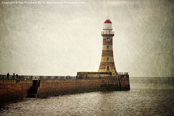Textured Roker Lighthouse Picture Board by Ray Pritchard