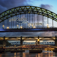 Buy canvas prints of  Tyne Bridge and Great North Run Million by Ray Pritchard