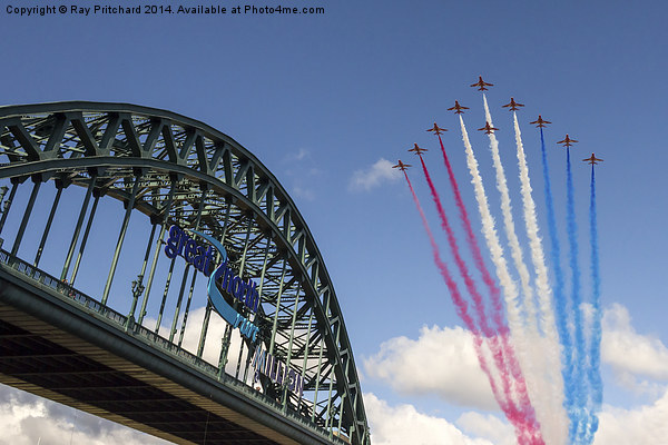  Red Arrows Over The Tyne Bridge Picture Board by Ray Pritchard