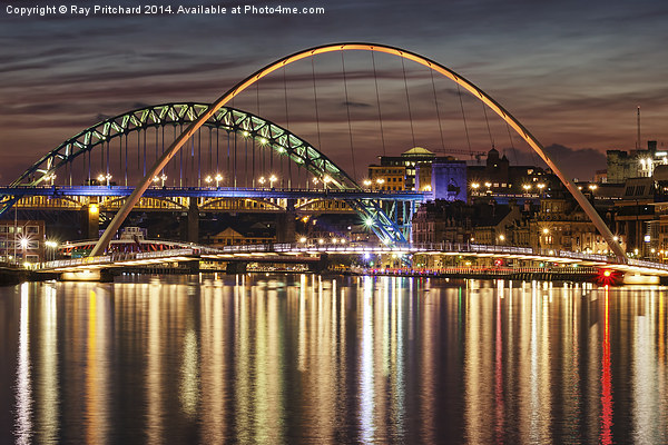  River Tyne Bridges at Night Picture Board by Ray Pritchard