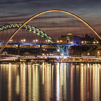 Buy canvas prints of  River Tyne Bridges at Night by Ray Pritchard