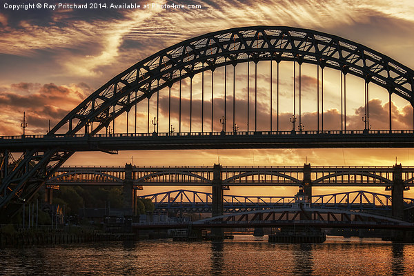 Tyne Bridge Sunset Picture Board by Ray Pritchard
