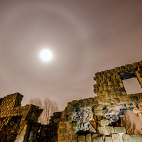 Buy canvas prints of  Moon Halo at St Bedes Monastery  by Ray Pritchard
