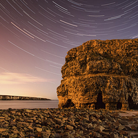 Buy canvas prints of  Marsden Rock with Star Trails by Ray Pritchard
