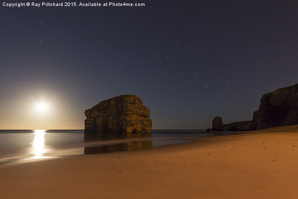  Moon Rise Over Marsden Bay Picture Board by Ray Pritchard