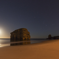 Buy canvas prints of  Moon Rise Over Marsden Bay by Ray Pritchard