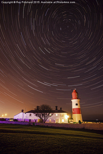   Souter Lighthouse Star Trails Picture Board by Ray Pritchard