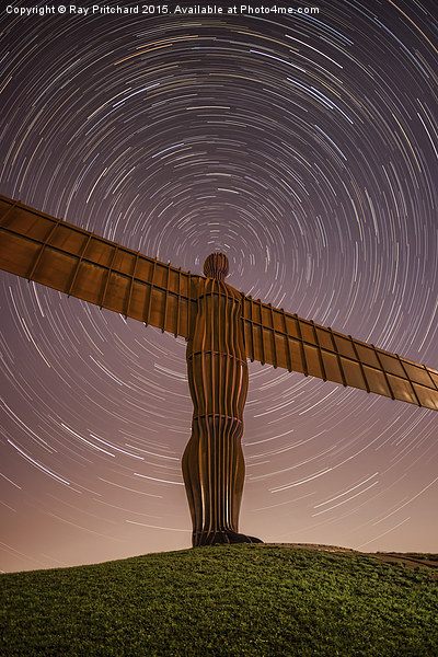   Angel of the North with Star Trails Picture Board by Ray Pritchard