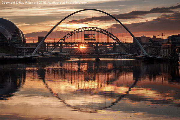Sunset over the River Tyne Picture Board by Ray Pritchard