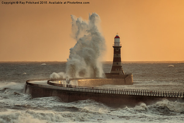 Big Wave at Roker Lighthouse Picture Board by Ray Pritchard