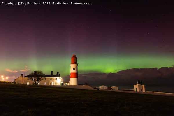 Souter Lighthouse Aurora Picture Board by Ray Pritchard