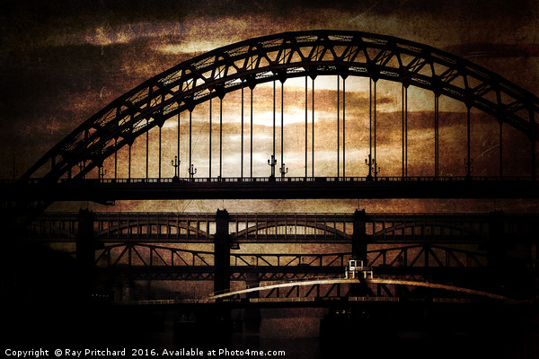 Textured Tyne Bridges Picture Board by Ray Pritchard