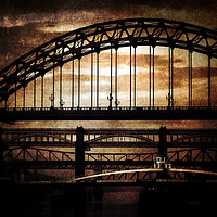 Buy canvas prints of Textured Tyne Bridges by Ray Pritchard